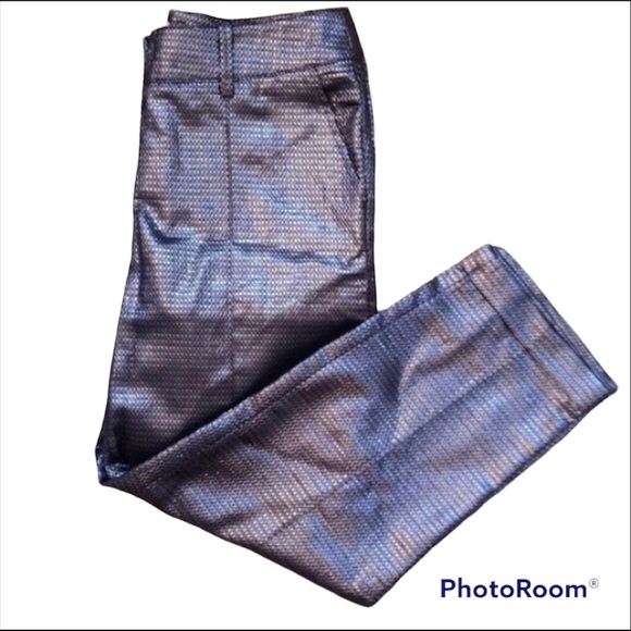 Anthropologie Harlyn metallic silver and black cropped pants - Picture 2 of 4